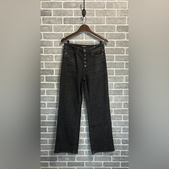 Judy Blue Black Wide Leg Button Fly Hi Waist Jeans Women’s Size 9/29 NWOT - Picture 4 of 14